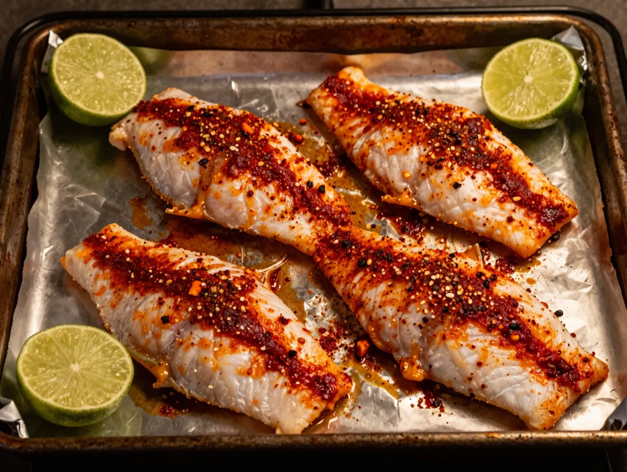 Baked tilapia with paprika and lime