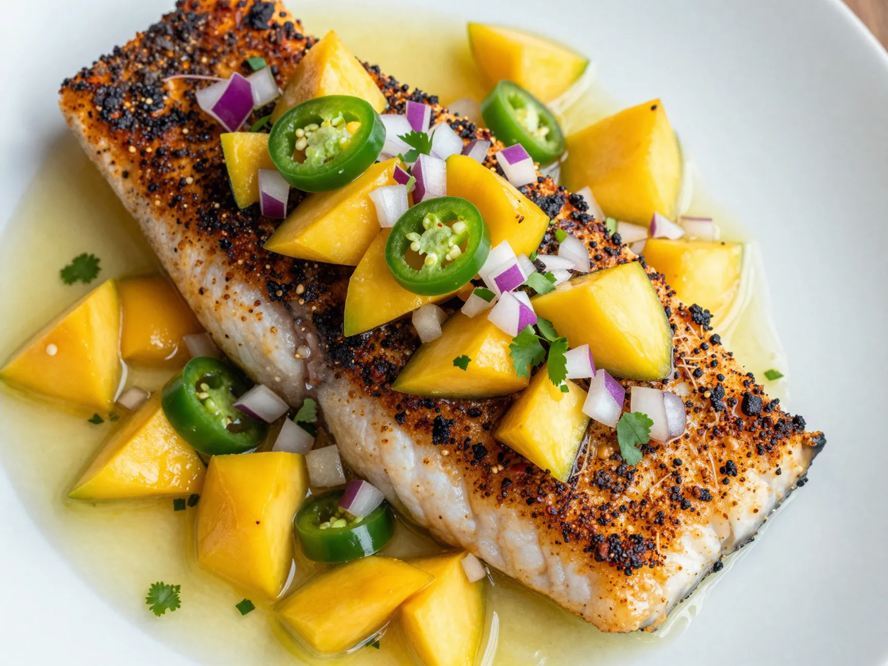 Spiced baked mahi mahi with mango salsa