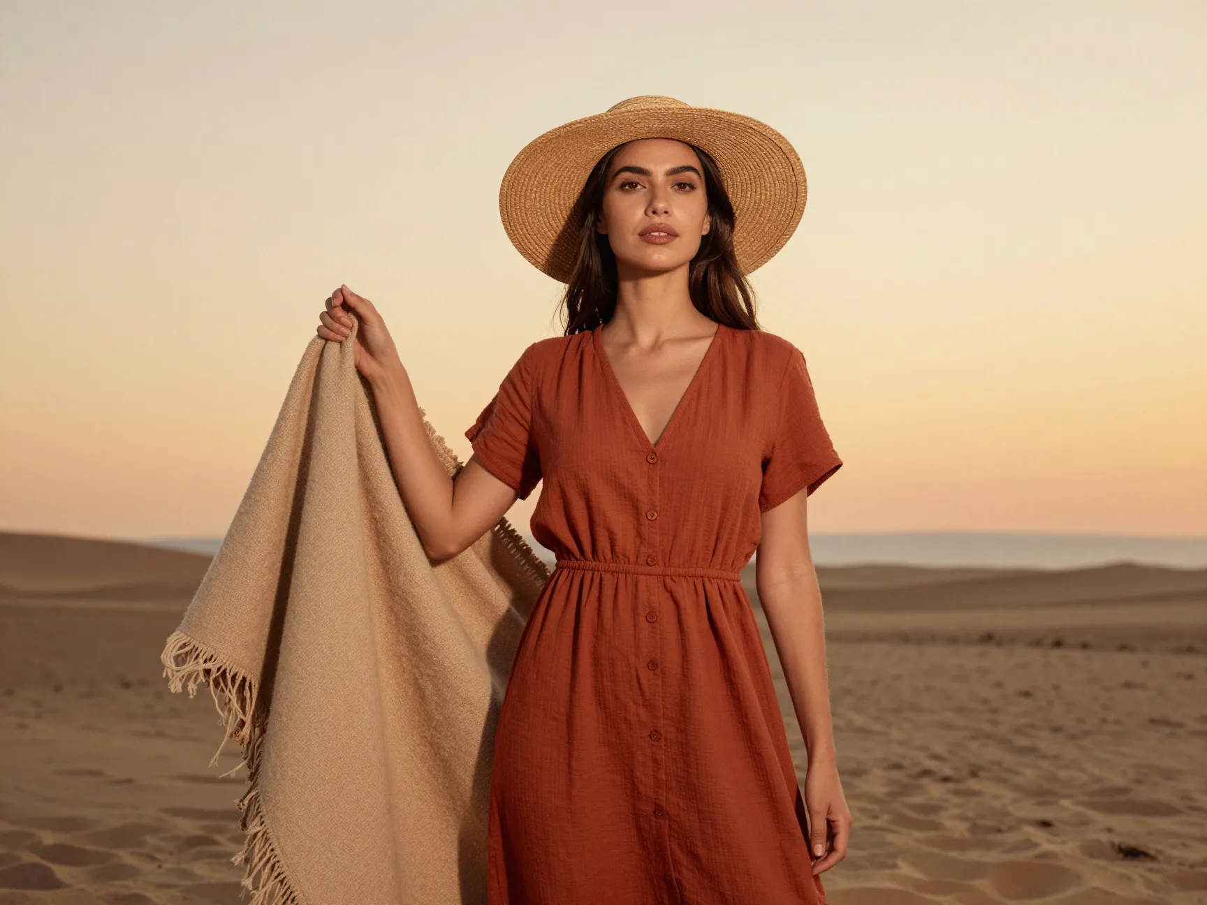Styled beach portraits with intentional color grading