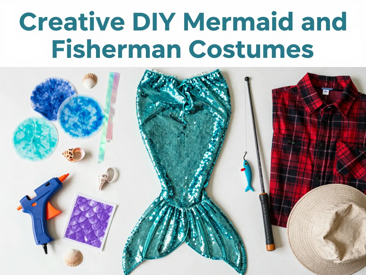 Creative diy mermaid and fisherman costumes
