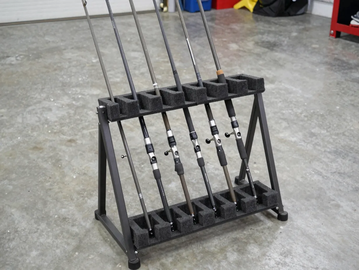 Heavy duty steel floor stand 6 rod capacity