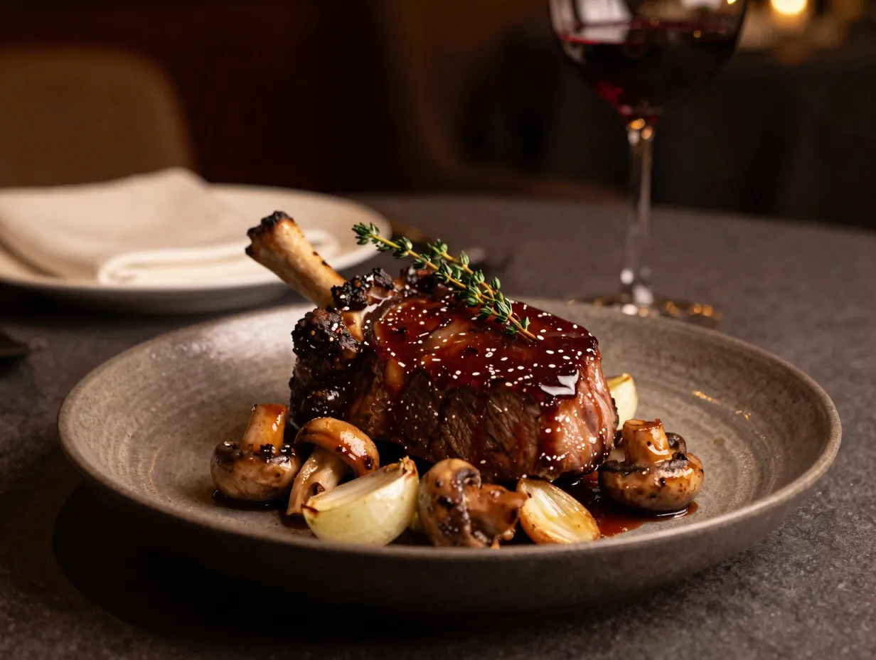 Red wine and mushroom venison backstrap