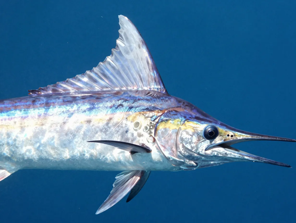 The rounded fin tips are the primary identification key