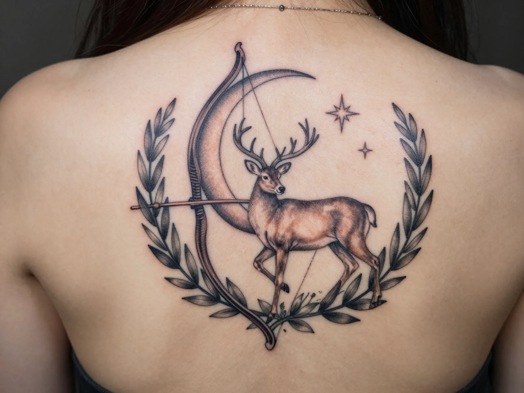Artemis or goddess inspired bow and arrow tattoo