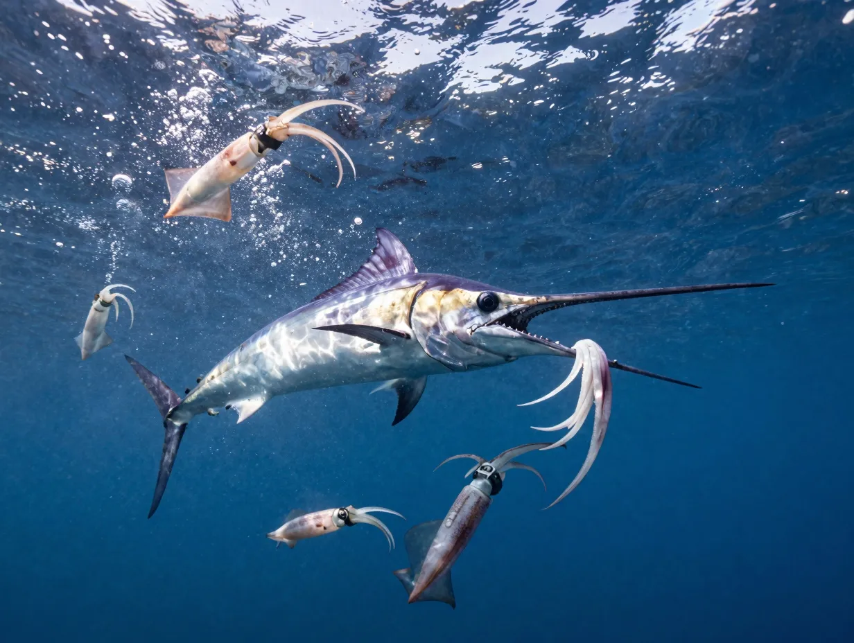 White marlin feed aggressively on specific prey
