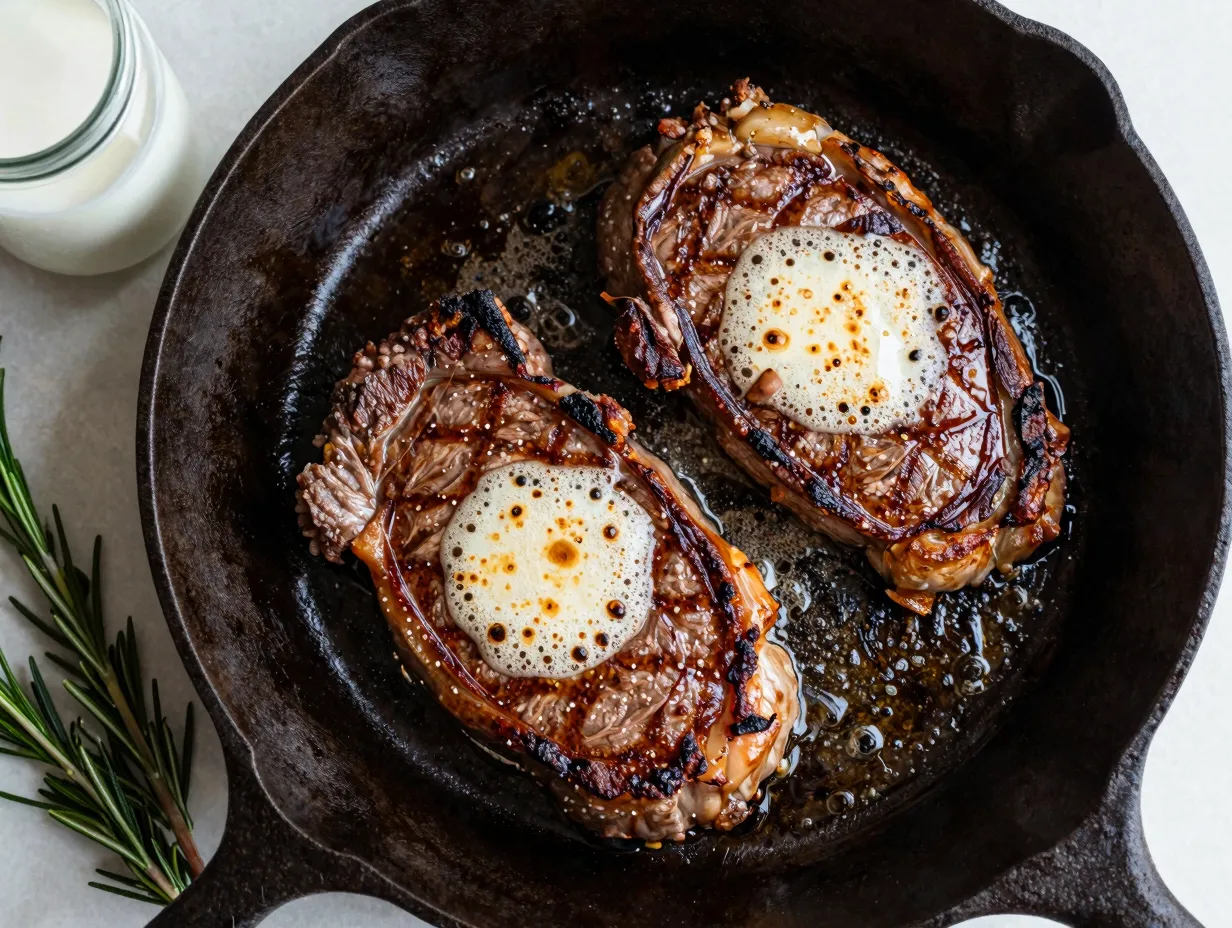 Classic buttermilk marinated pan seared venison steak