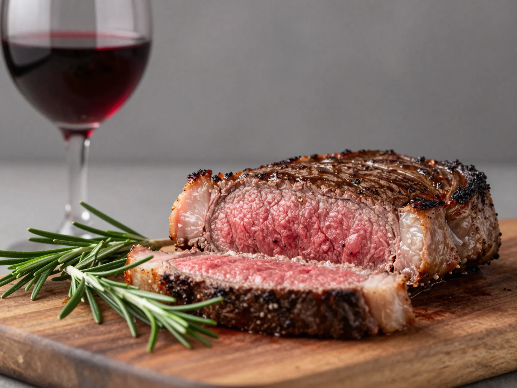 Red wine and rosemary overnight marinated venison steak