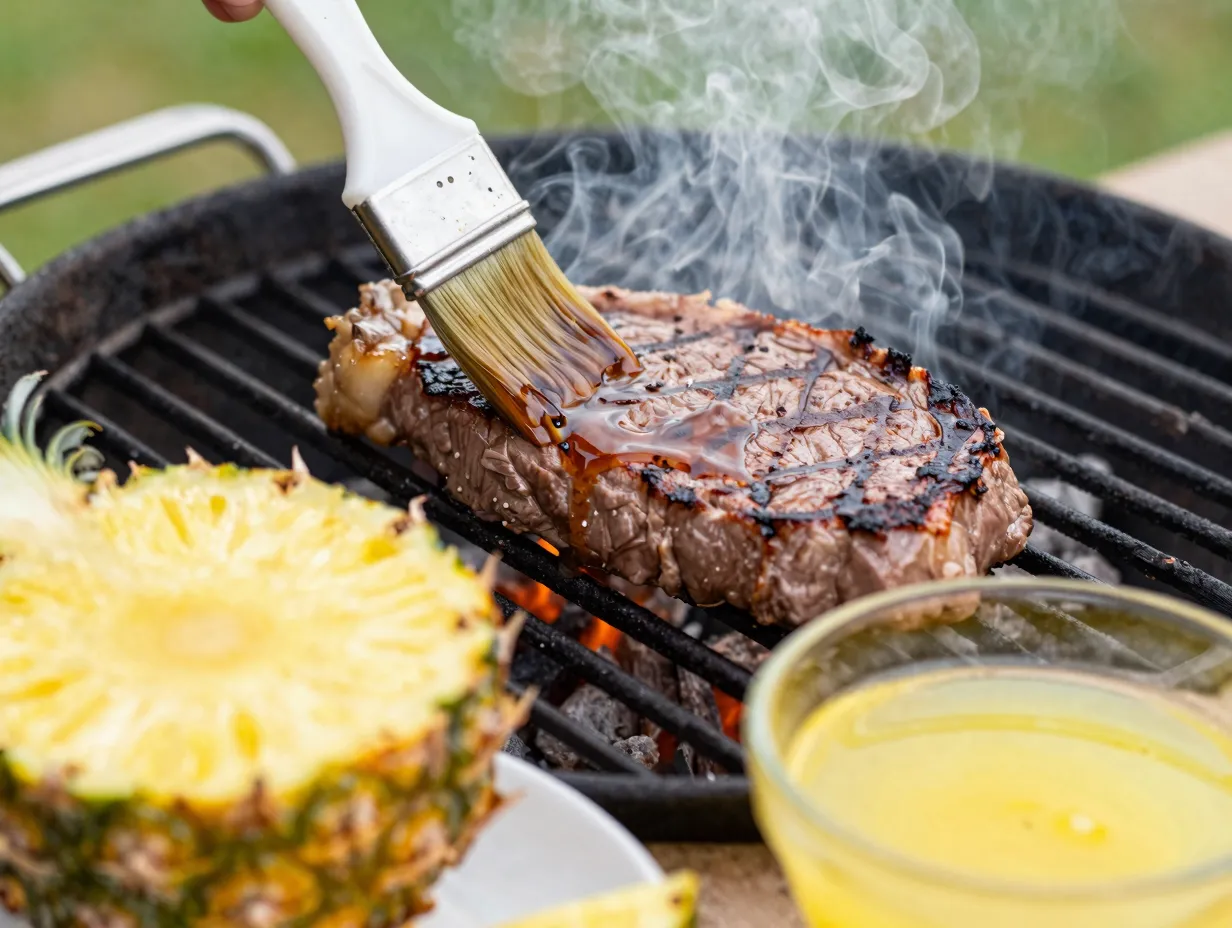 Pineapple enzyme marinade venison steak
