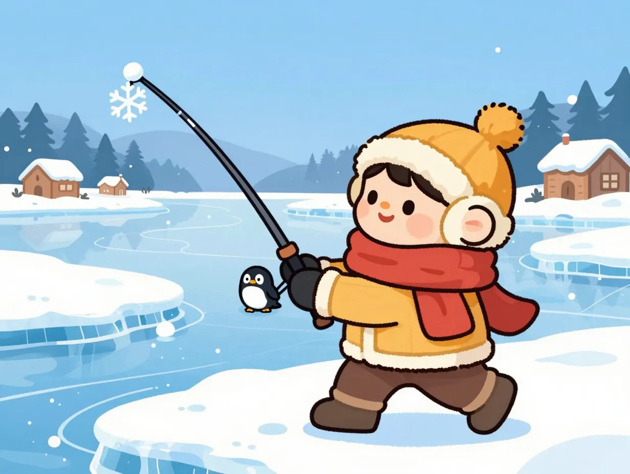 The ice fishing cartoon rod