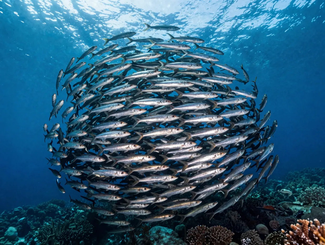 Schooling behavior is common in younger barracudas
