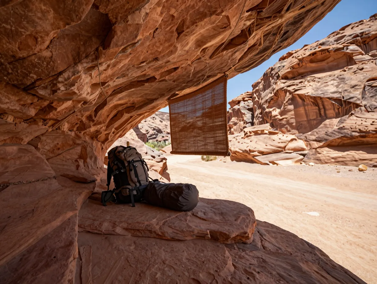 The desert rock overhang shelter