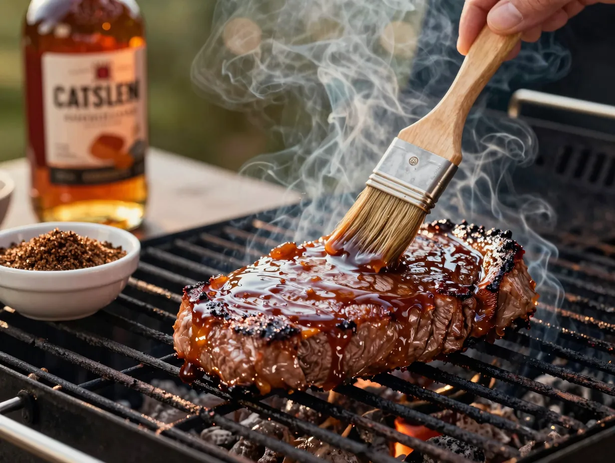 Bourbon and brown sugar glazed venison steak