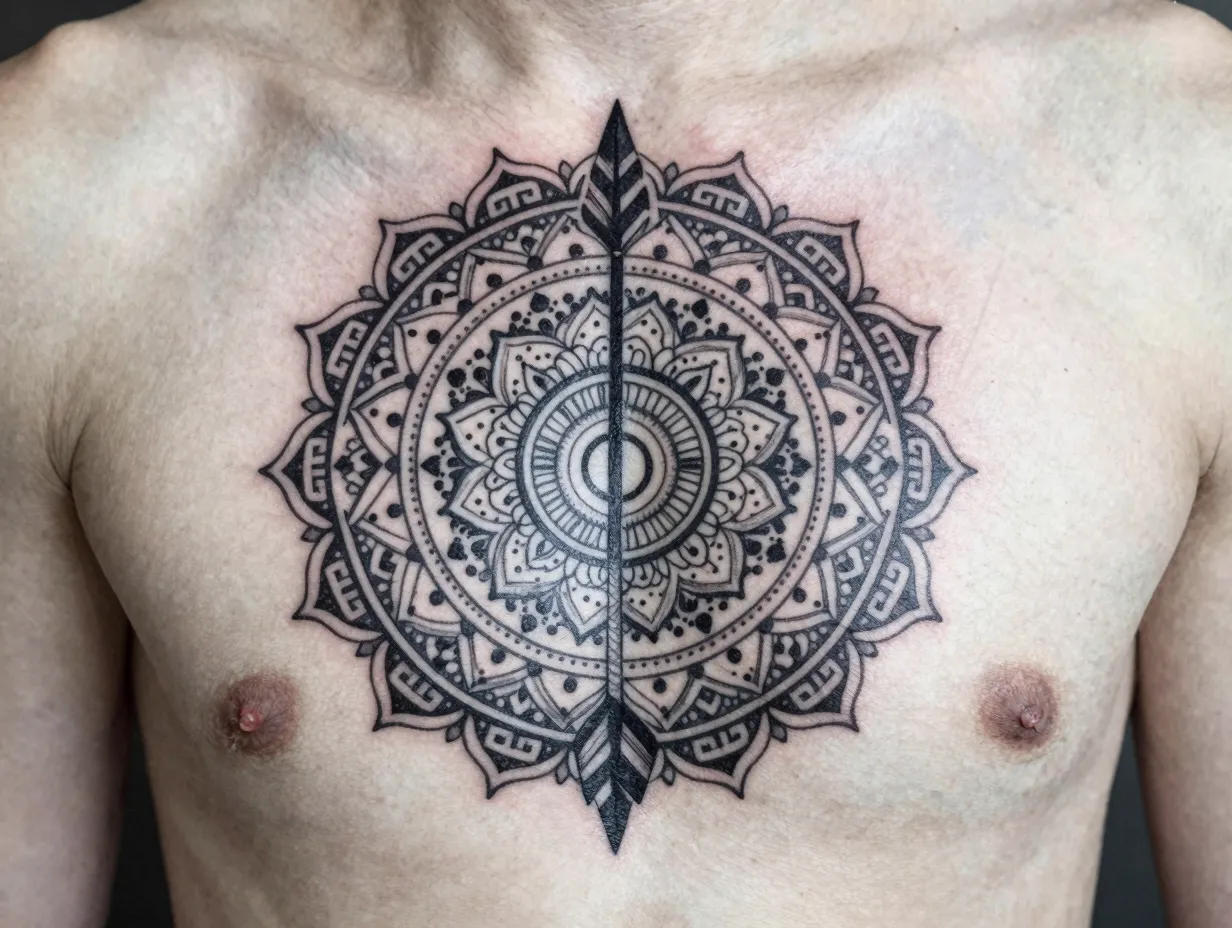 Ornamental apollo arrow with mandala sun
