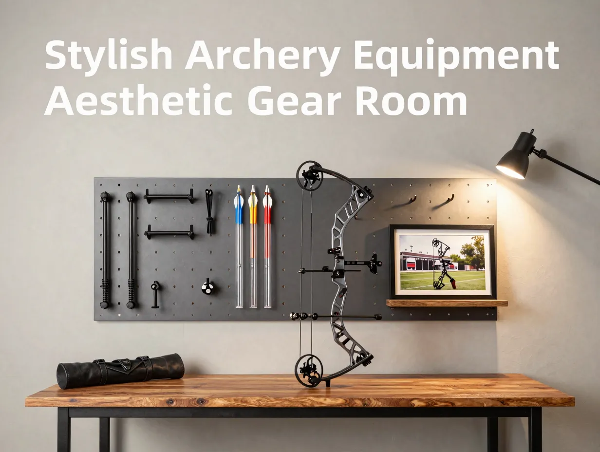 Stylish archery equipment aesthetic gear room
