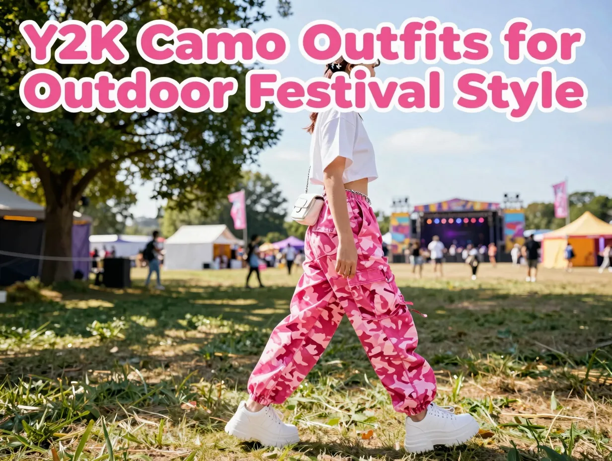 Y2k camo outfits for outdoor festival style