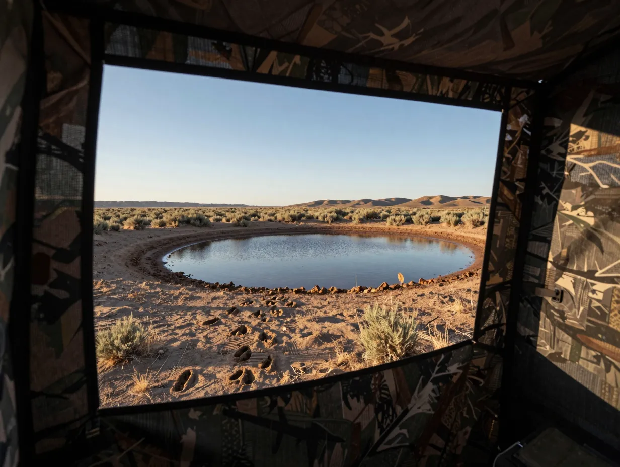 Water hole hunting for pronghorn and mule deer