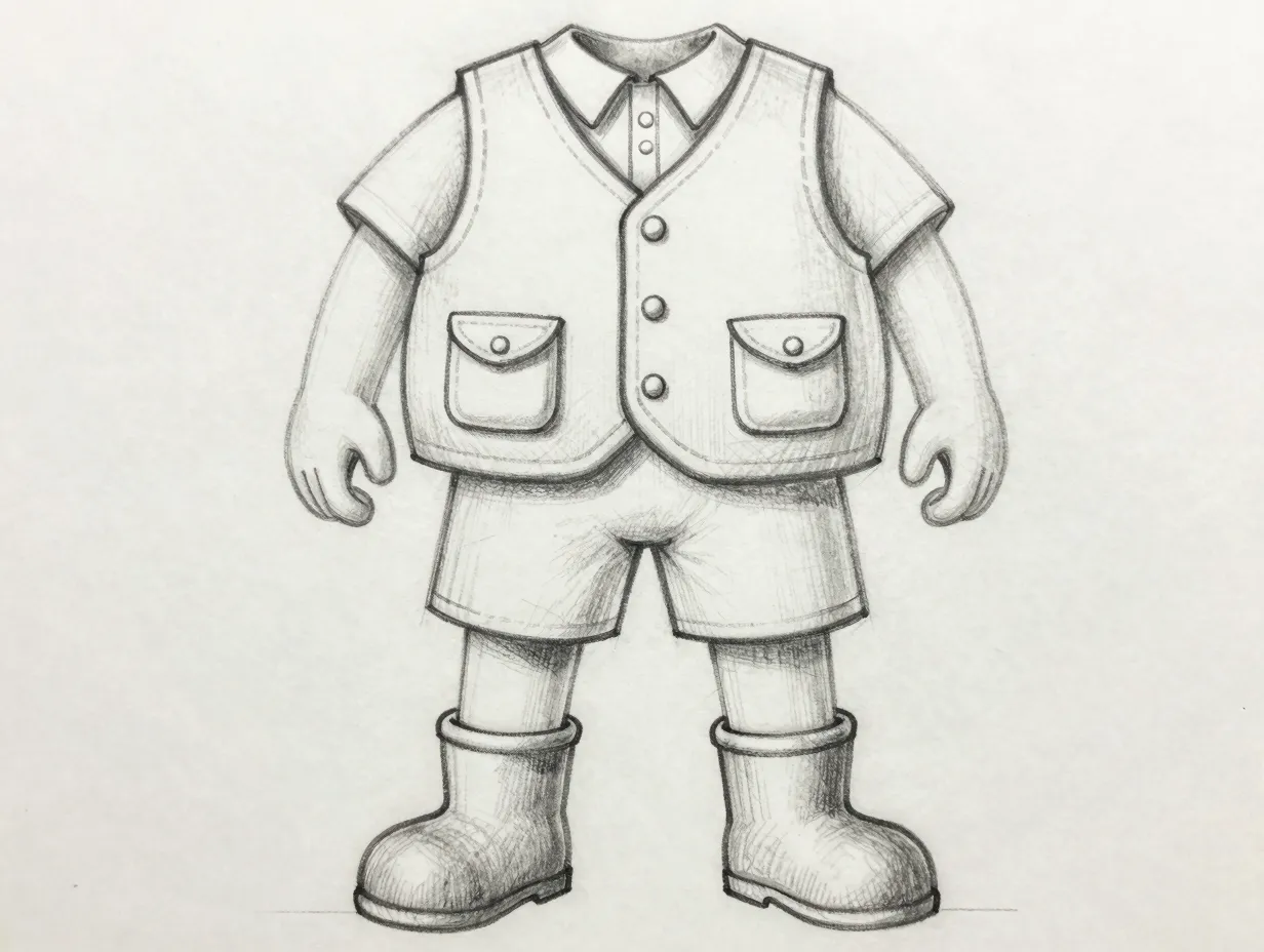 Add clothing details that sell the fisherman identity