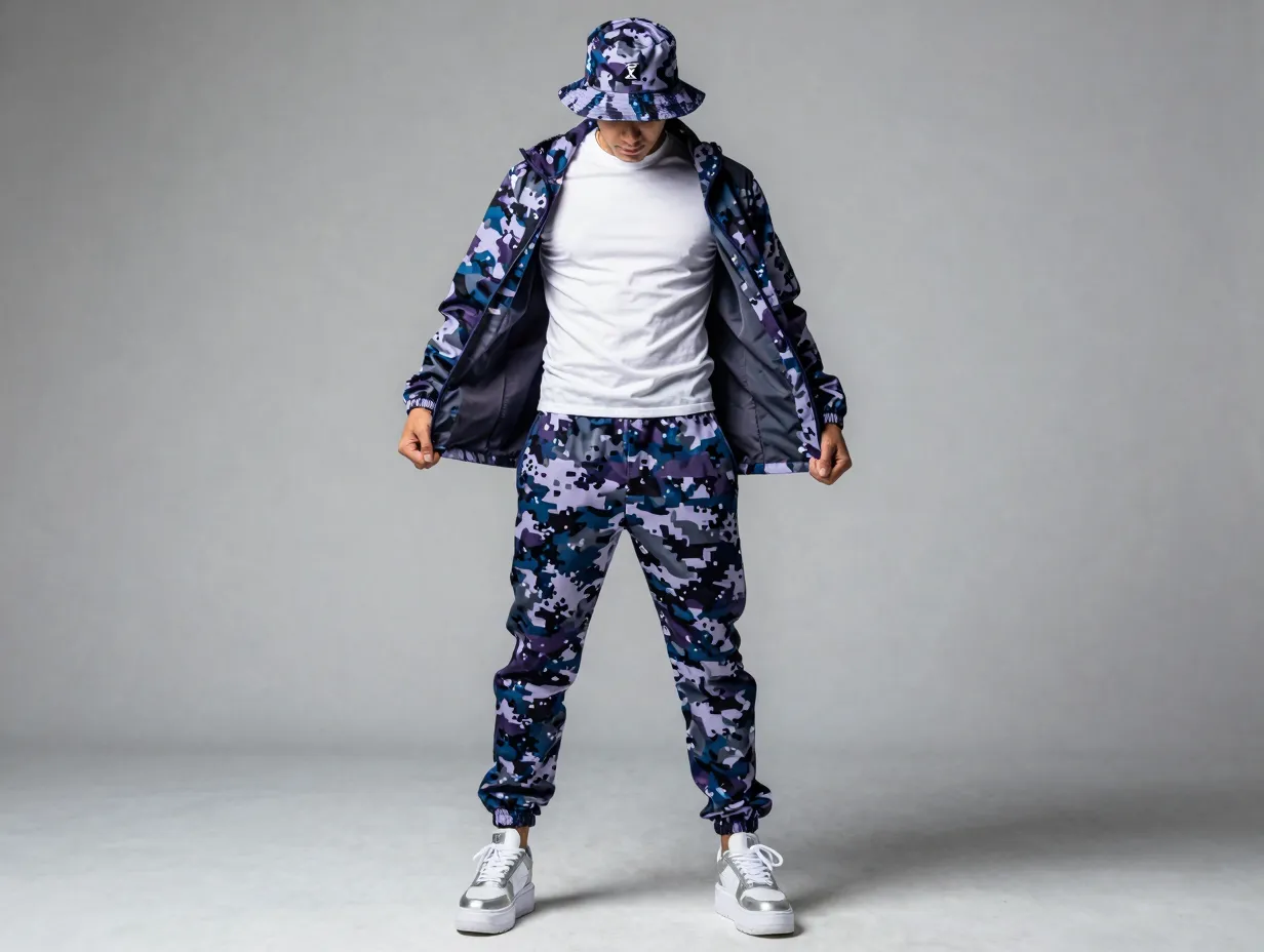 9 digital camo tracksuit and platform trainers