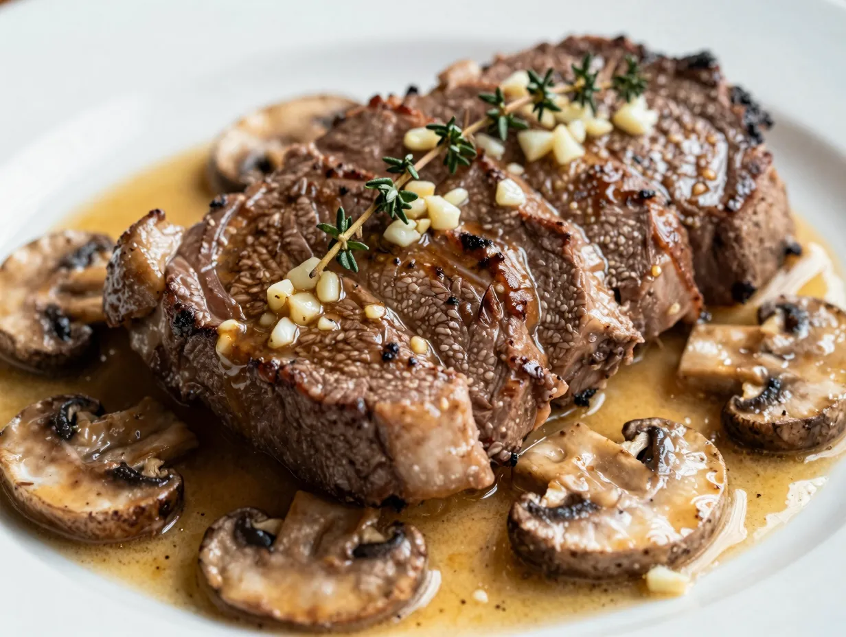 2 garlic butter and mushroom venison tenderloin