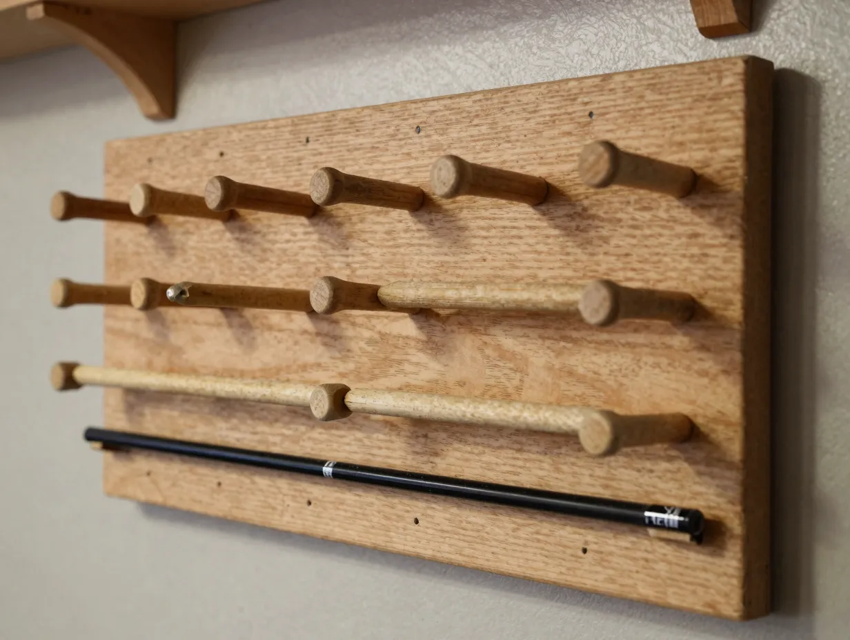 2 wooden dowel rod holder