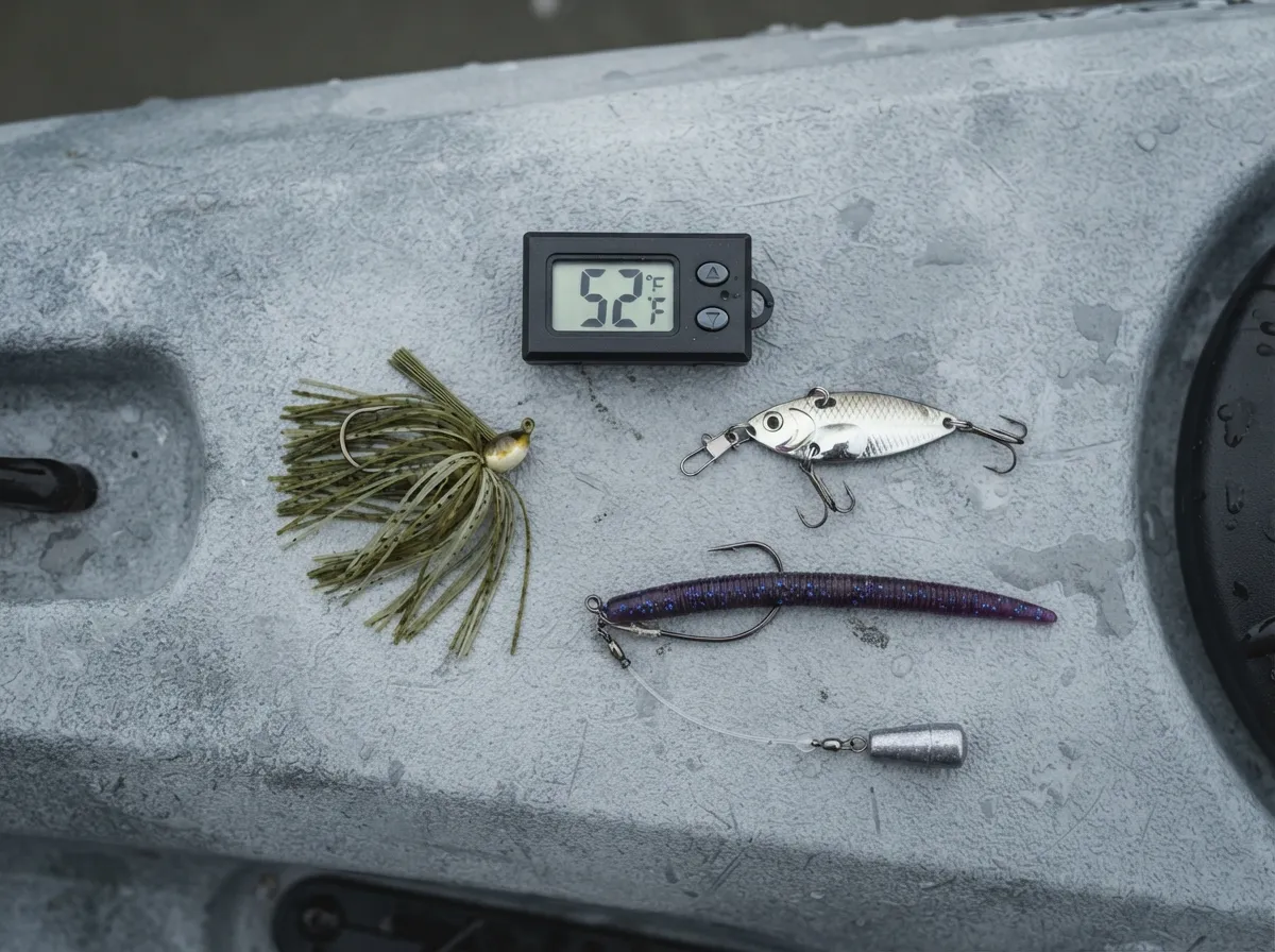 Match lure selection to water temperature and season