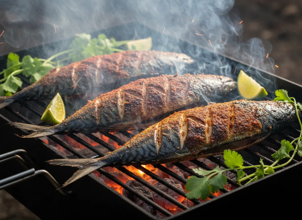 Grilled mackerel with smoked paprika and olive oil