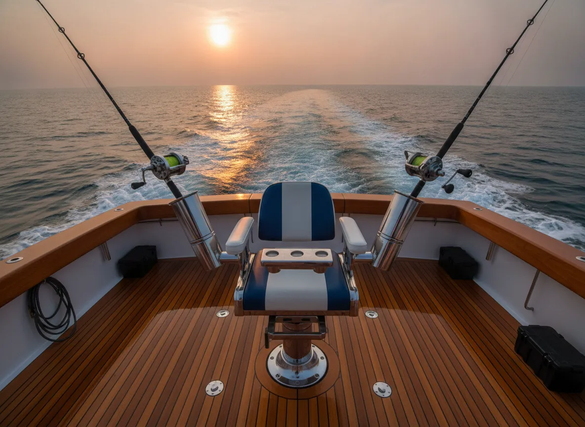 9 trolling rod holders and fighting chairs