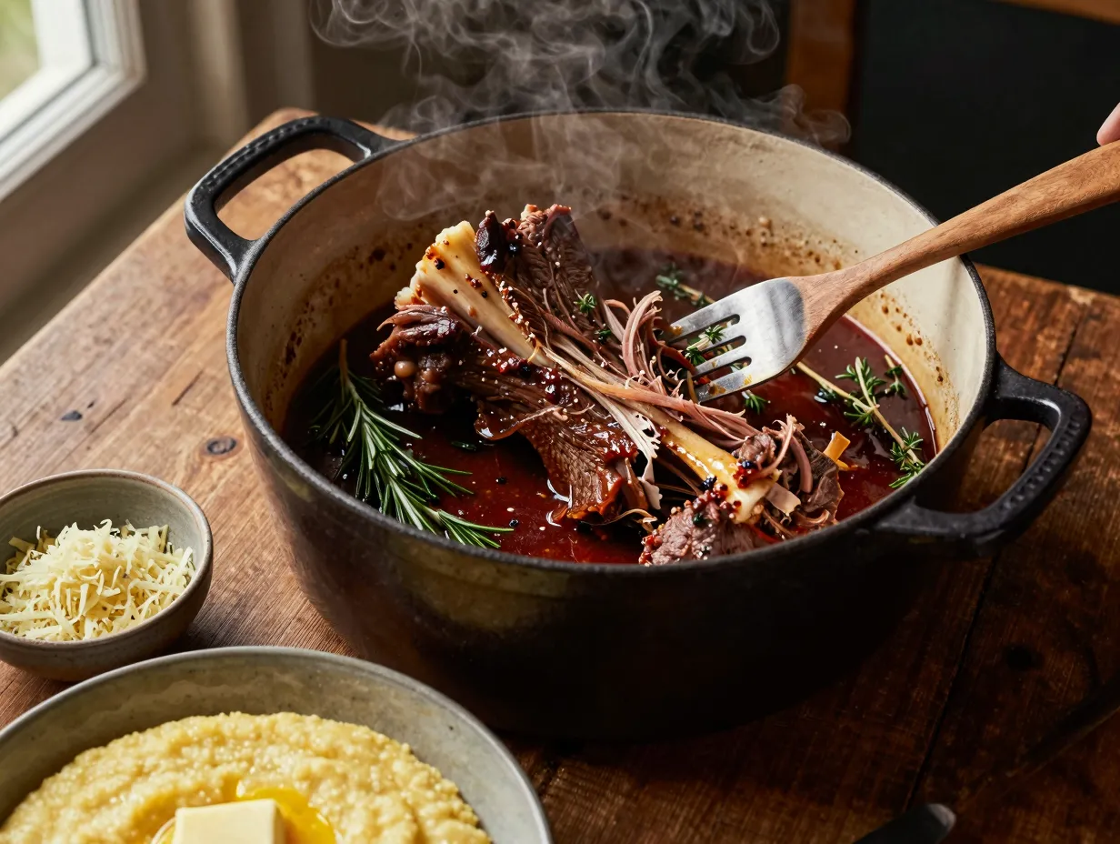 Red wine braised venison shoulder