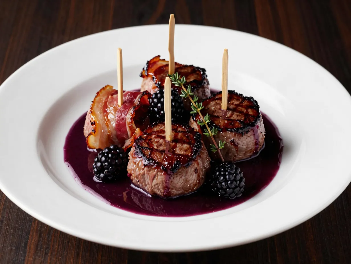 Venison medallions with blackberry juniper sauce