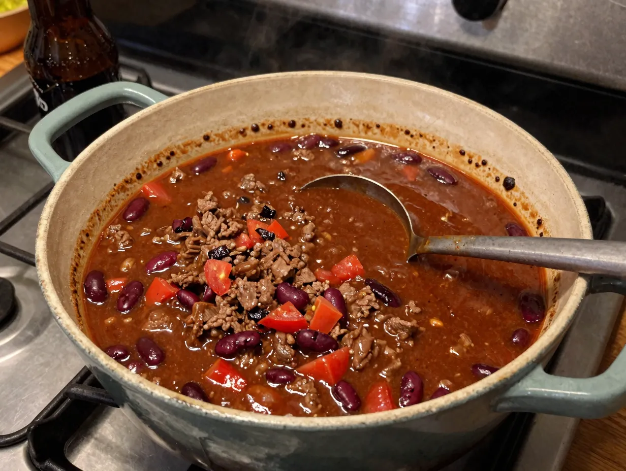Venison chili with dark beer and chipotle