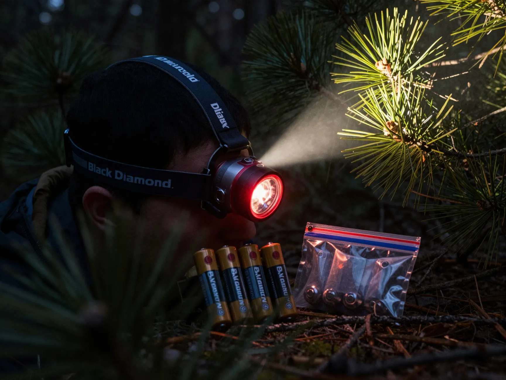 7 illumination headlamp with backup batteries