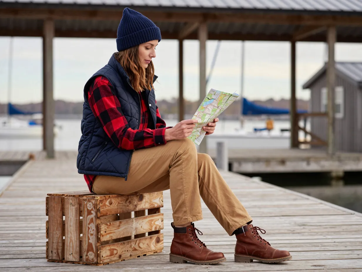 The quilted vest and straight leg chino outfit