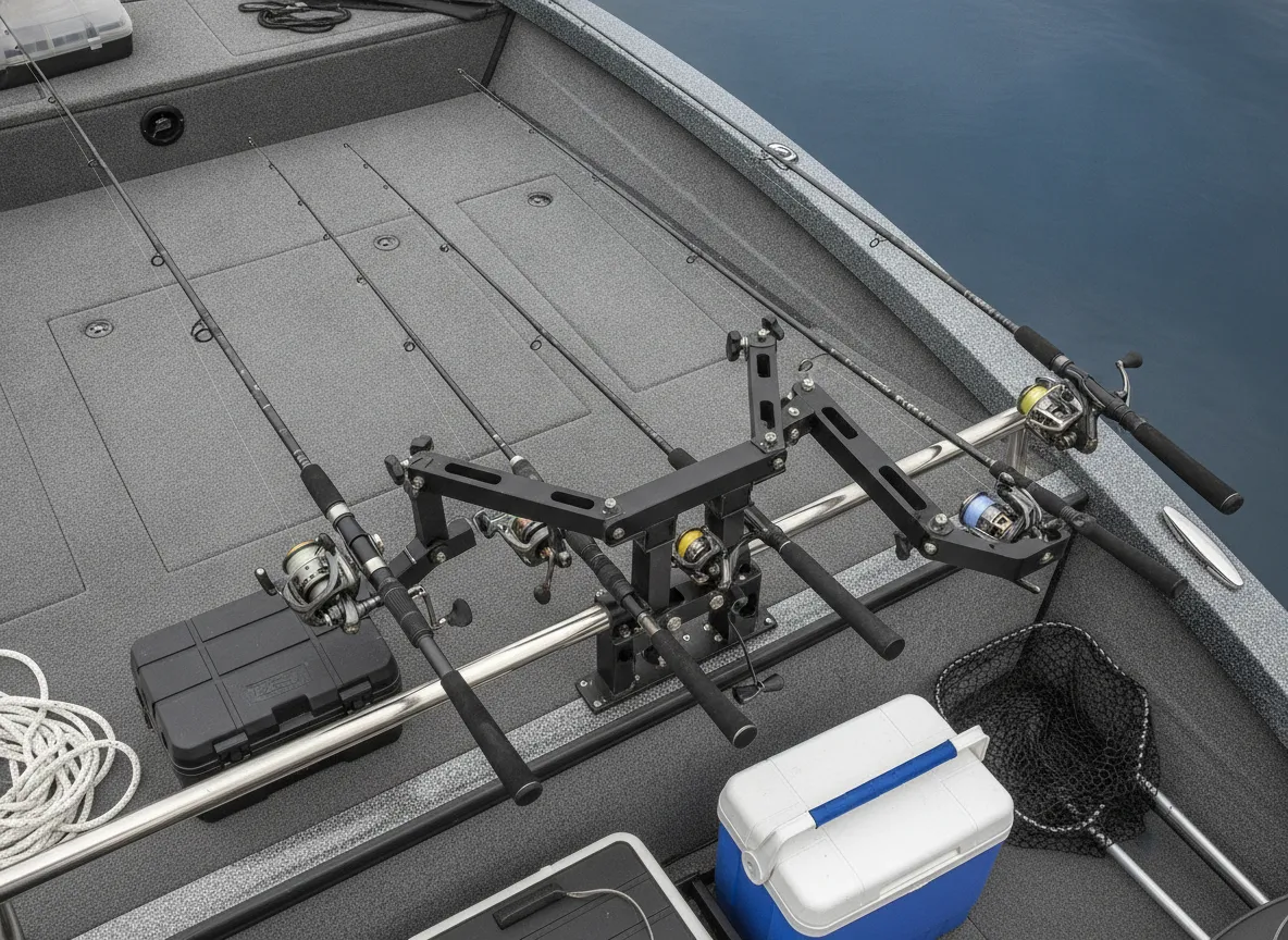 Adjustable swing arm and multi rod holder systems