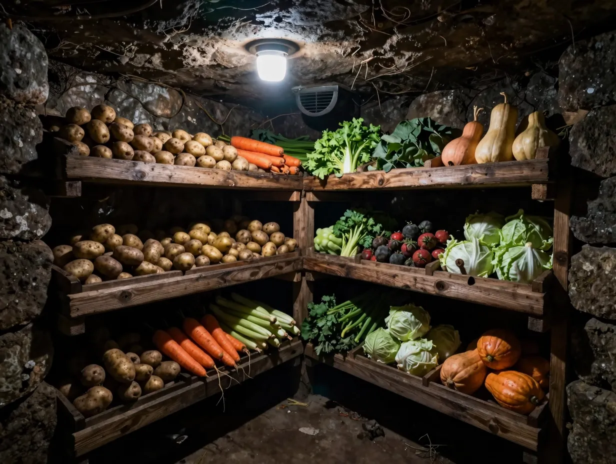 Root cellar for year round food storage
