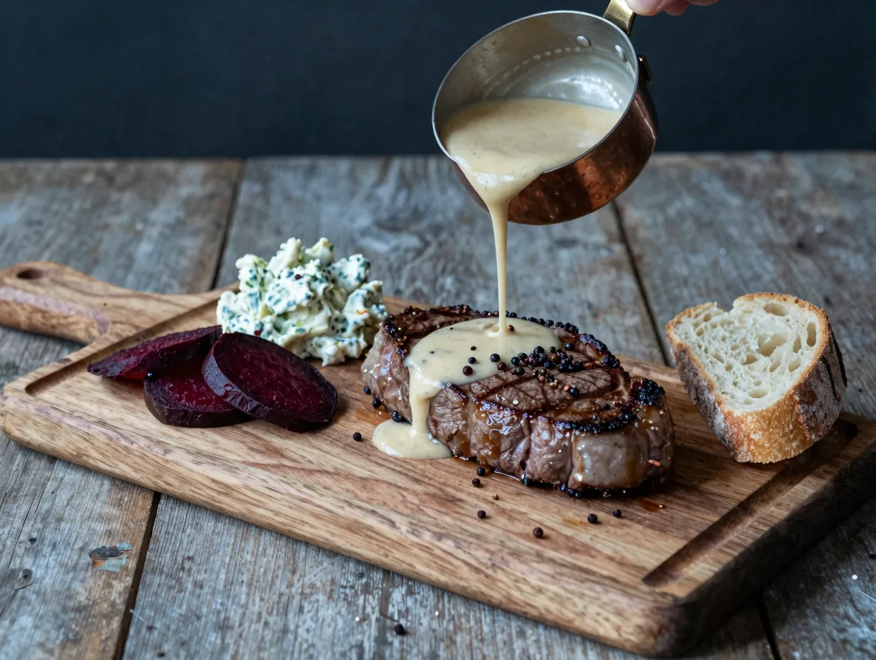 6 venison steak with juniper berry and gin sauce