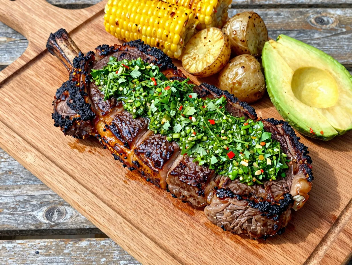 8 smoked venison steak with chimichurri