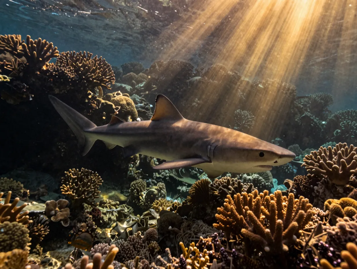 Dappled sunlight through coral