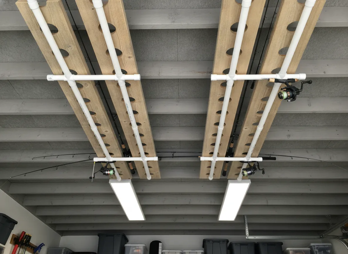 Ceiling mounted overhead rod rack