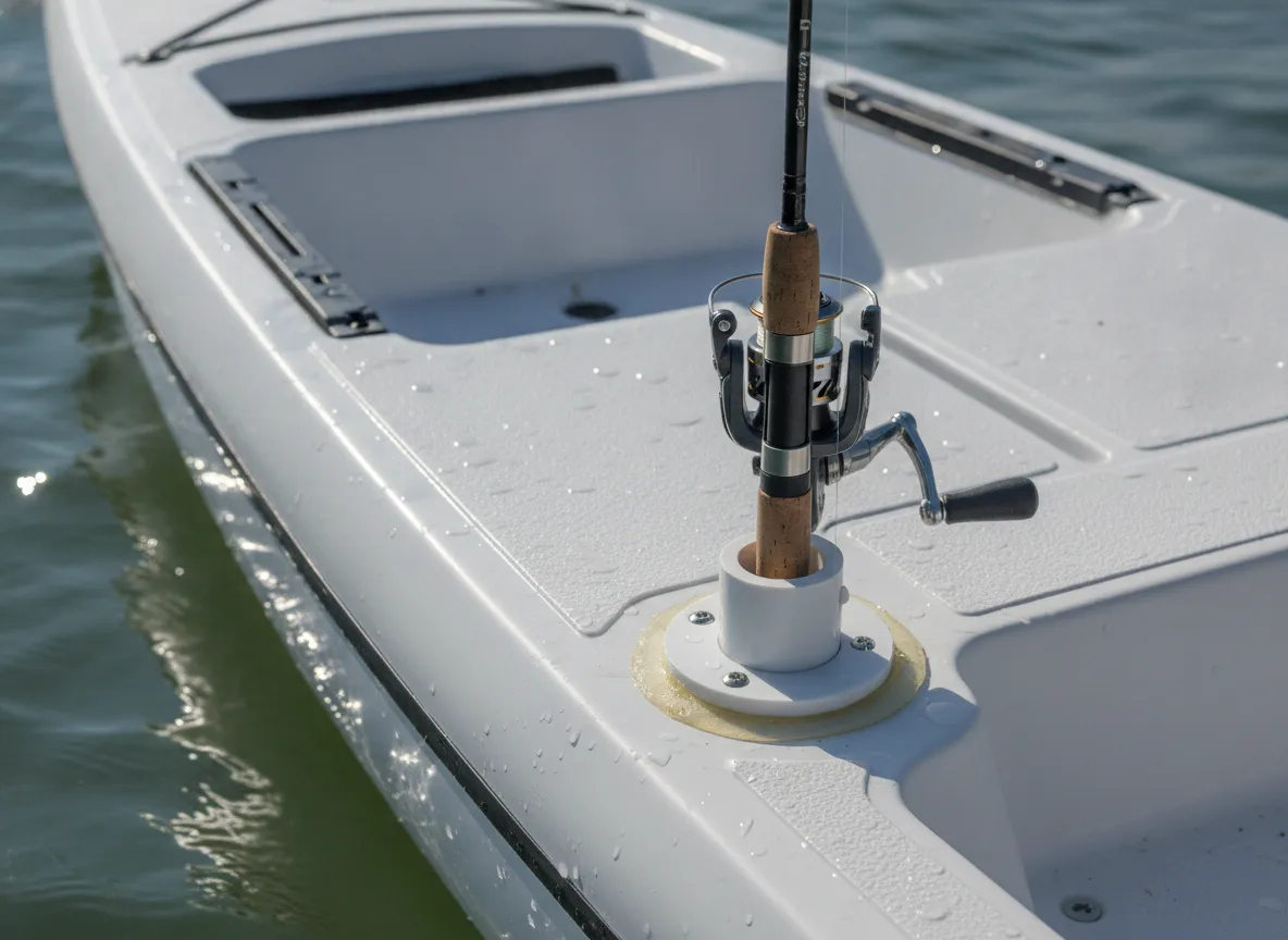 Kayak rod holder built from pvc