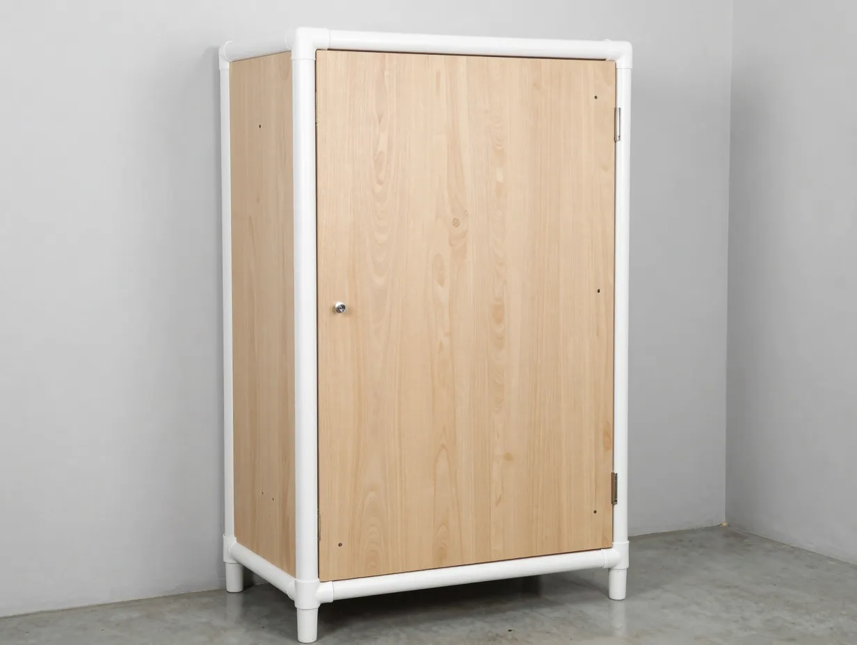 Pvc rod holder cabinet with locking door