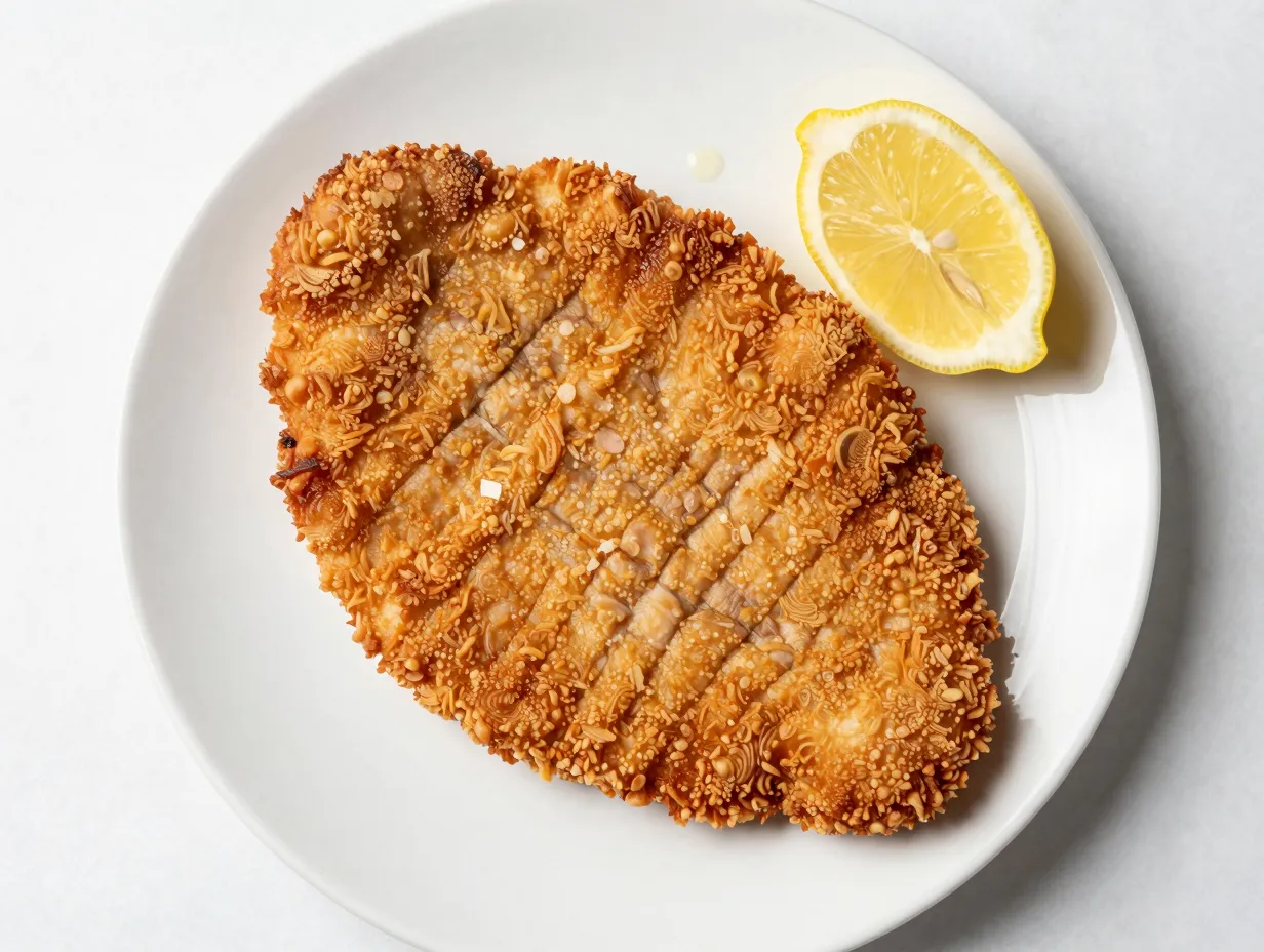 Panko crusted venison schnitzel