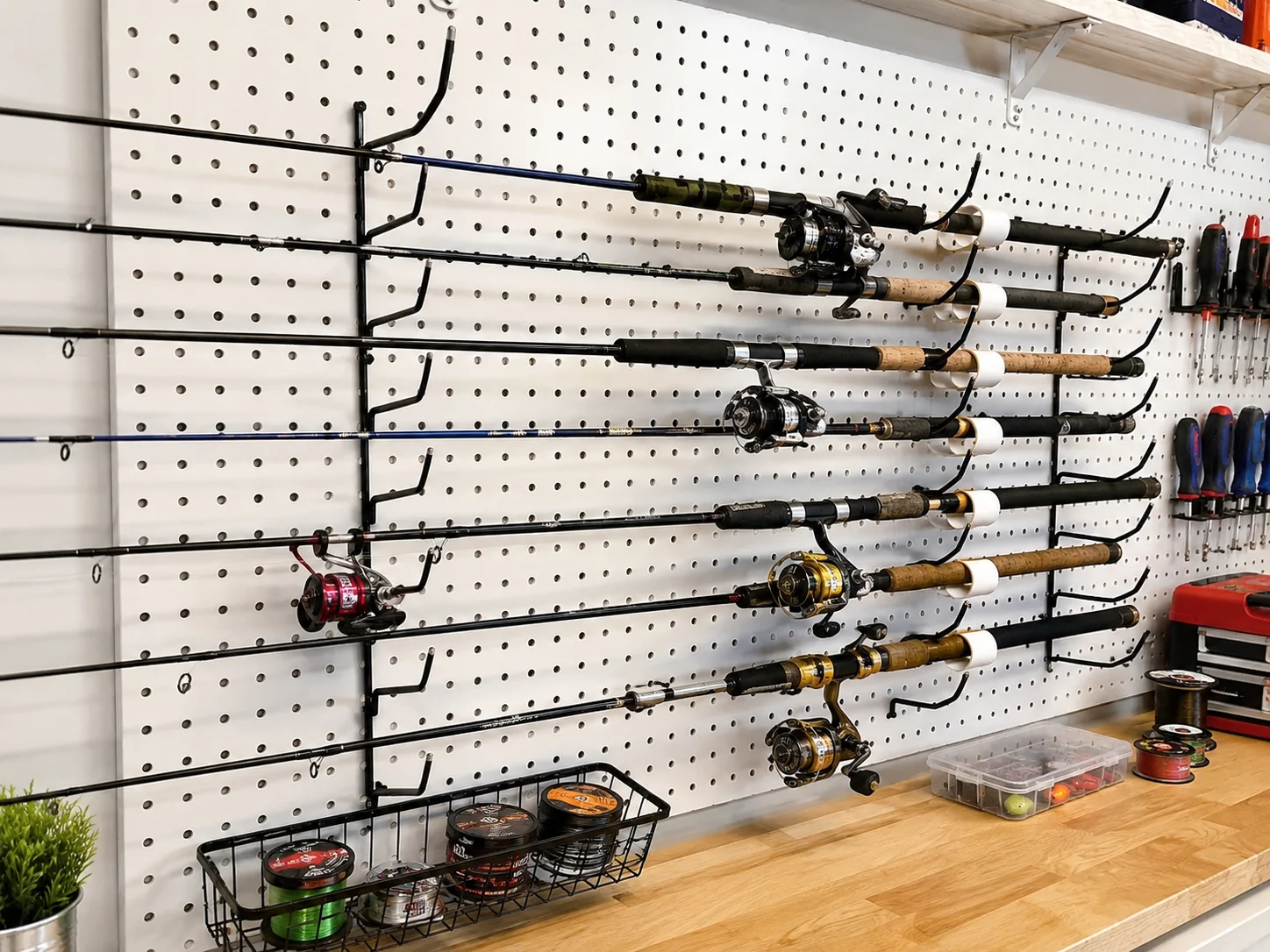 Pegboard rod organizer