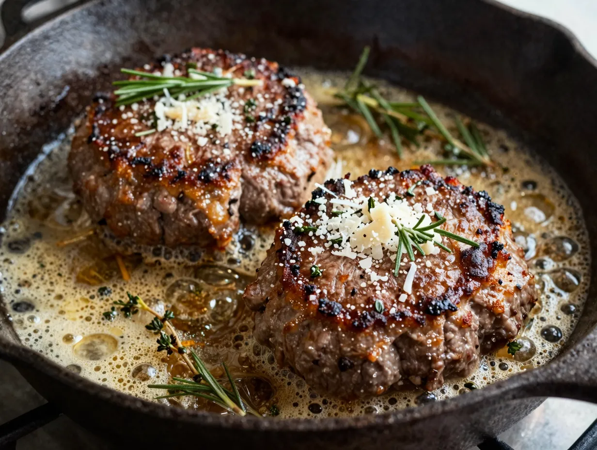 Herb and parmesan fried venison medallions