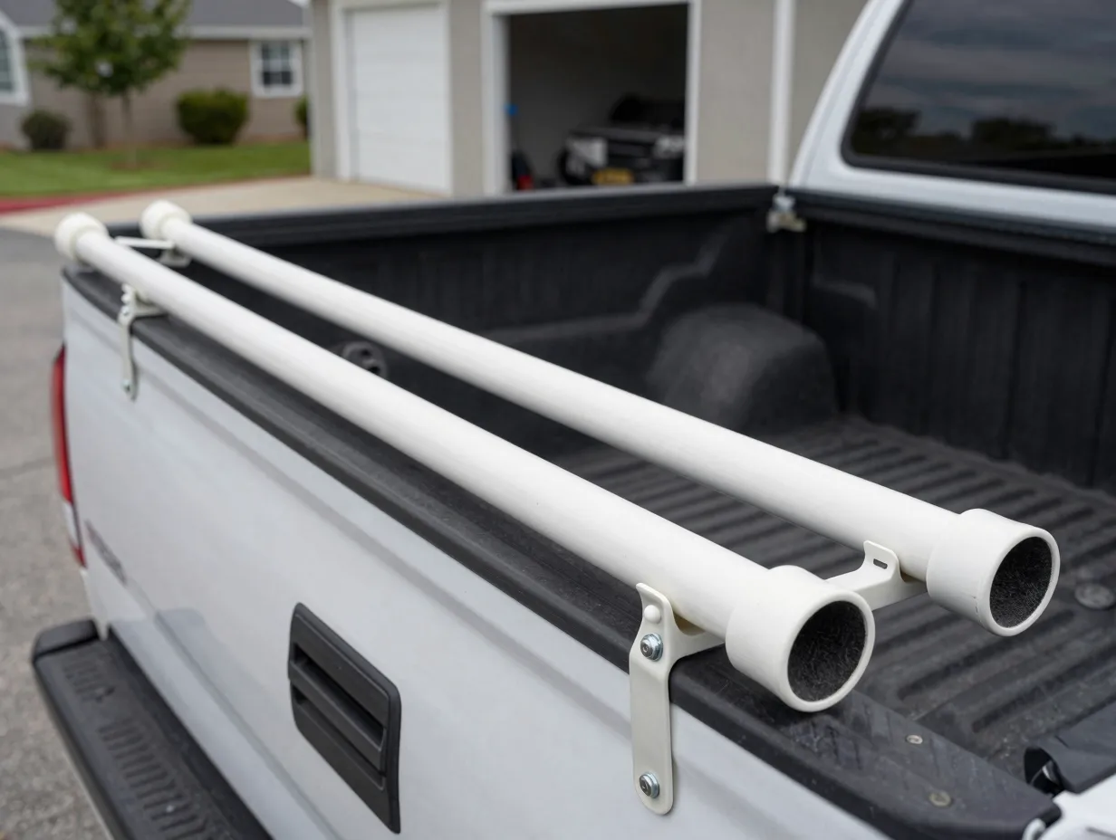 Truck bed pvc rod holder