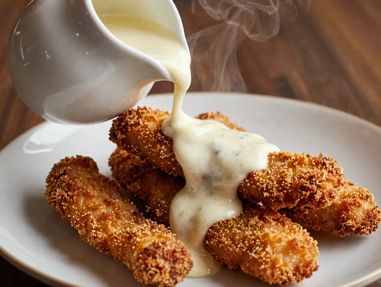 Venison cube steak fingers with gravy