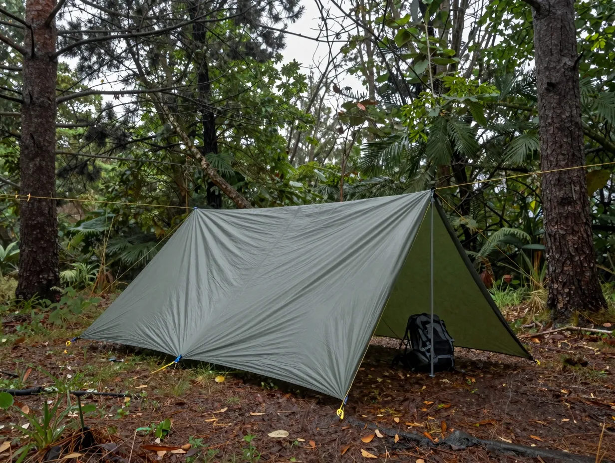 The tarp lean to fast lightweight emergency shelter