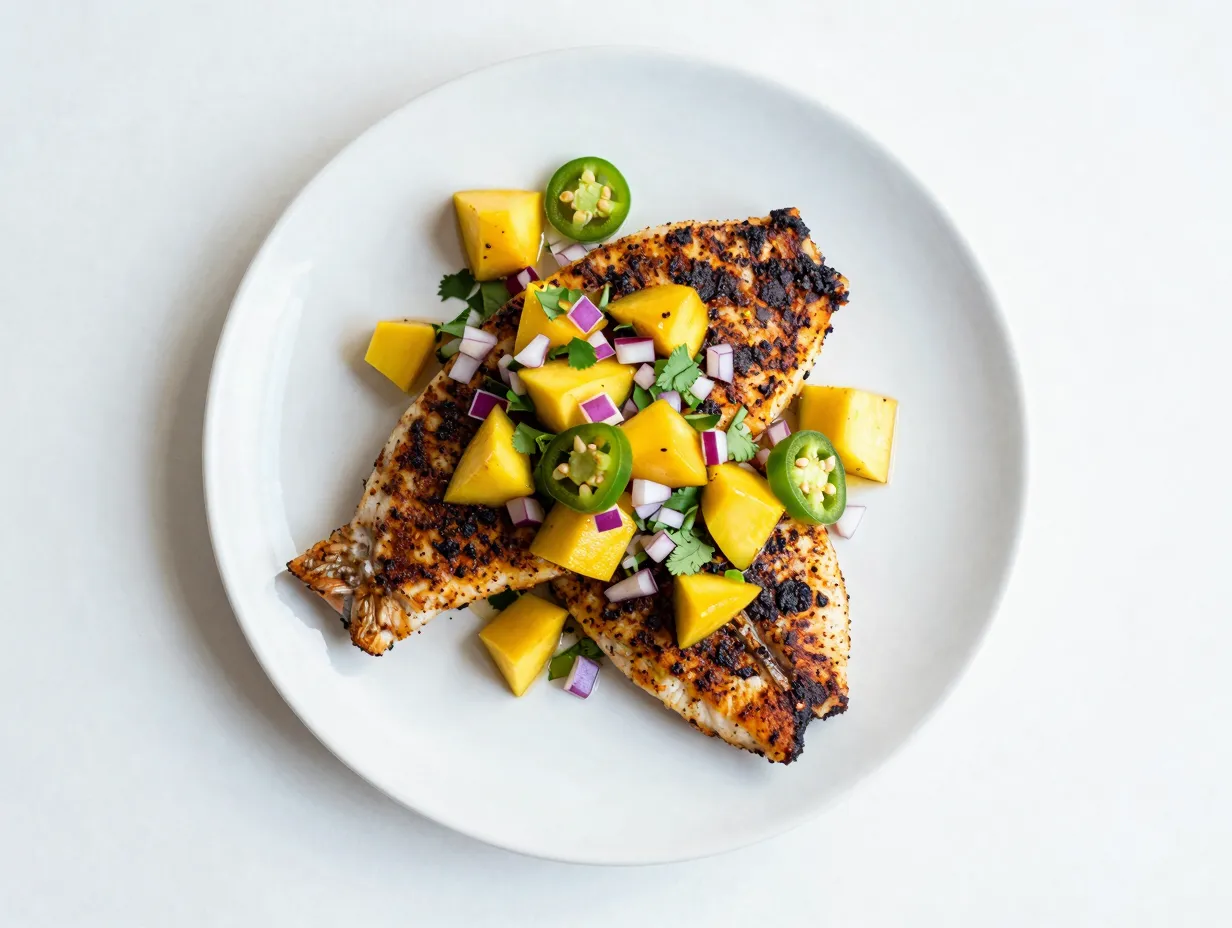 Cajun spiced grilled snapper with mango salsa