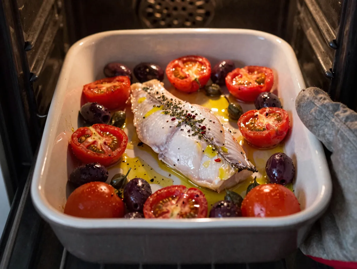 Mediterranean baked red snapper