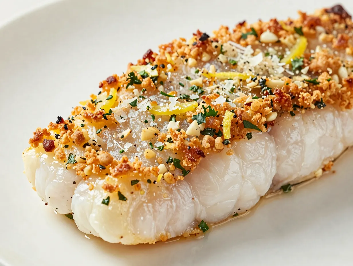 Herb crusted baked snapper with panko