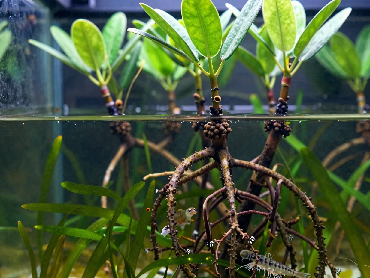The mangrove and macroalgae refugium display